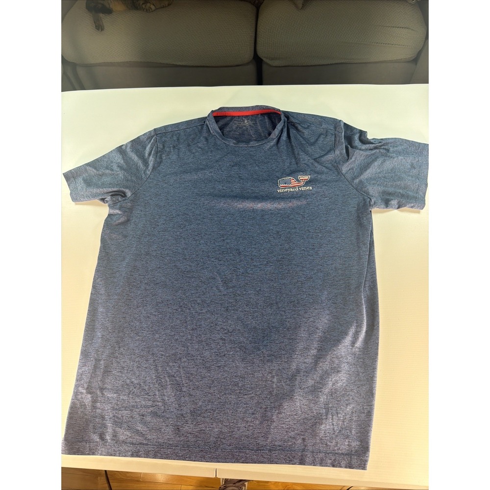 Vineyard Vines Mens Shirt Xl Red White Blue LOGO Short Slv Stretch Performance